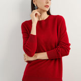 Women's 100% Pure Cashmere Sweater 2025 Fall Winter Crew Neck Long Sleeve Warm Soft Knitted Pullover
