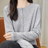 Chanyarn Women's Crewneck 100% Merino Wool Sweater 2025 Spring Fall Solid Long Sleeve Seamless Knitted Cardigan Sweater