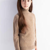 Girls 100% Merino Wool Sweater Fall Winter First-Line Ready to Wear Turtleneck Long Sleeve Seamless Pullover