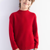 男の子と女の子100％メリノウールのセーター秋の冬の最初のライン長いSLを着用する準備ができています