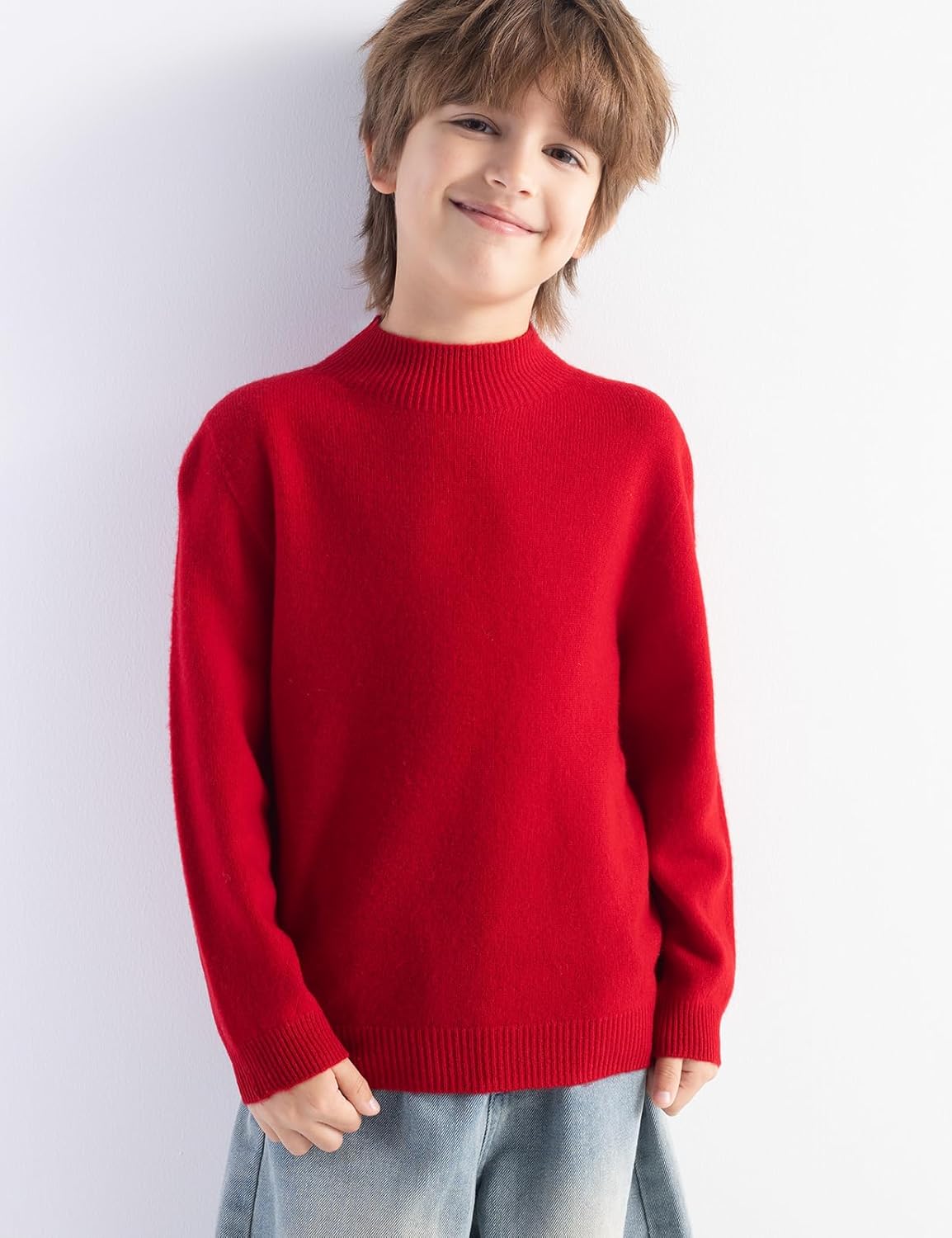 Boys and Girls 100% Merino Wool Mock Neck Sweater