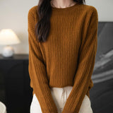 Chanyarn Women's 100% Merino Wool Crew Neck Sweater 2025 Fall Winter Casual Solid Long Sleeve Warm Soft Knitted Sweater