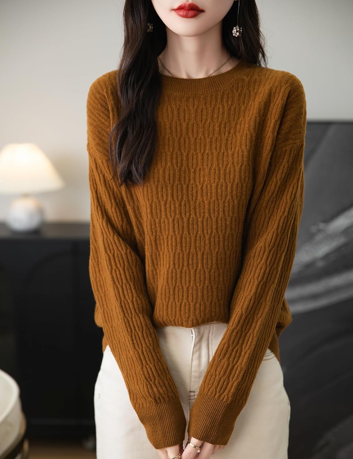 Chanyarn Women's 100% Merino Wool Crew Neck Sweater 2025 Fall Winter Casual Solid Long Sleeve Warm Soft Knitted Sweater