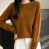 Women's 100% Merino Wool 2025 Fall Winter Crewneck First-Line Ready to Wear Long Sleeve Seamless Knit Sweater