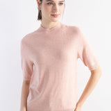 Women's Merino Wool Sweater 2025 Fall Winter Mock Neck Short Sleeve First-Line Ready to Wear Seamless Knit Sweater