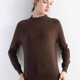 Women's Merino Wool Sweater 2025 Fall Winter Mock Neck Long Sleeve First-Line Ready to Wear Seamless Knit Sweater