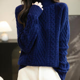 Chanyarn Women's 100% Merino Wool Sweater 2025 Fall Winter Turtleneck Vintage Warm Soft Long Sleeve Cable Knit Sweater