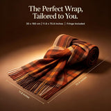 100% Merino Wool Scarf Fall Winter Plaid Ultra-Soft