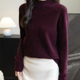 Chanyarn Women's 100% Merino Wool Seamless Sweater Mock Neck First-Line Ready to Wear Long Sleeve Knitted Pullover Tops