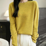 Women's 100% Merino Wool 2025 Fall Winter Crewneck First-Line Ready to Wear Long Sleeve Seamless Knit Sweater