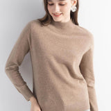 Women's 100% Pure Cashmere Sweater Mock Neck Long Sleeve Warm Leisure 2025 Fall Winter Knit Pullover
