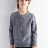 Boys 100% Merino Wool Cardigan Fall Winter First-Line Ready to Wear Crew Neck Long Sleeve Seamless Knit Sweater