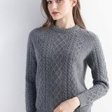 Mongolian Cashmere Cable Crewneck Sweater