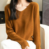 Chanyarn Women's 100% Merino Wool V Neck Sweater 2025 First-Line Ready to Wear Casual Long Sleeve Seamless Knit Sweater