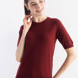 Women's Merino Wool Sweater 2025 Fall Winter Crew Neck Short Sleeve First-Line Ready to Wear Seamless Knit Sweater