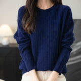 Chanyarn Women's 100% Merino Wool Crew Neck Sweater 2025 Fall Winter Casual Solid Long Sleeve Warm Soft Knitted Sweater