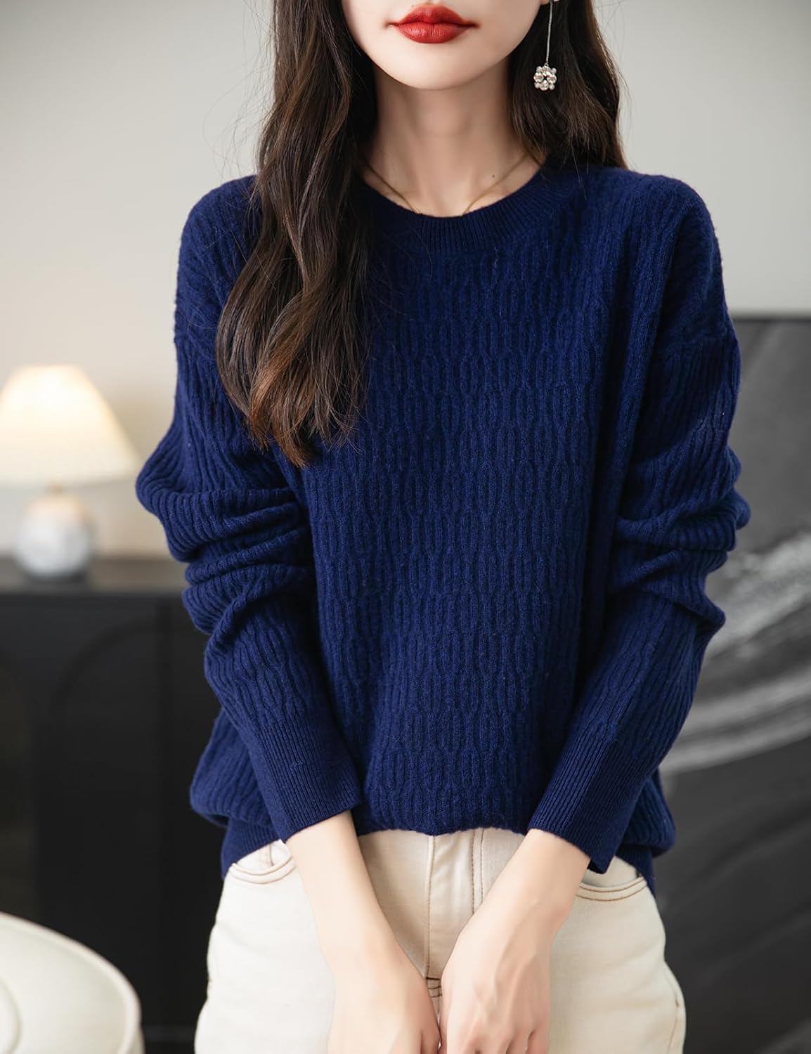 Chanyarn Women's 100% Merino Wool Crew Neck Sweater 2025 Fall Winter Casual Solid Long Sleeve Warm Soft Knitted Sweater