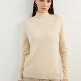 100% Pure Cashmere Women's Sweater Mock Neck Long Sleeve Warm Soft 2025 Fall Winter Knit Pullover