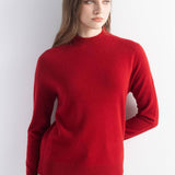 Women's 100% Pure Cashmere Sweater Mock Neck Long Sleeve Warm Leisure 2025 Fall Winter Knit Pullover