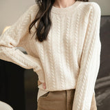 Chanyarn Women's Crew Neck 100% Merino Wool Sweater 2025 Otoño Invierno Cable Vintage Capas de manga larga cálida