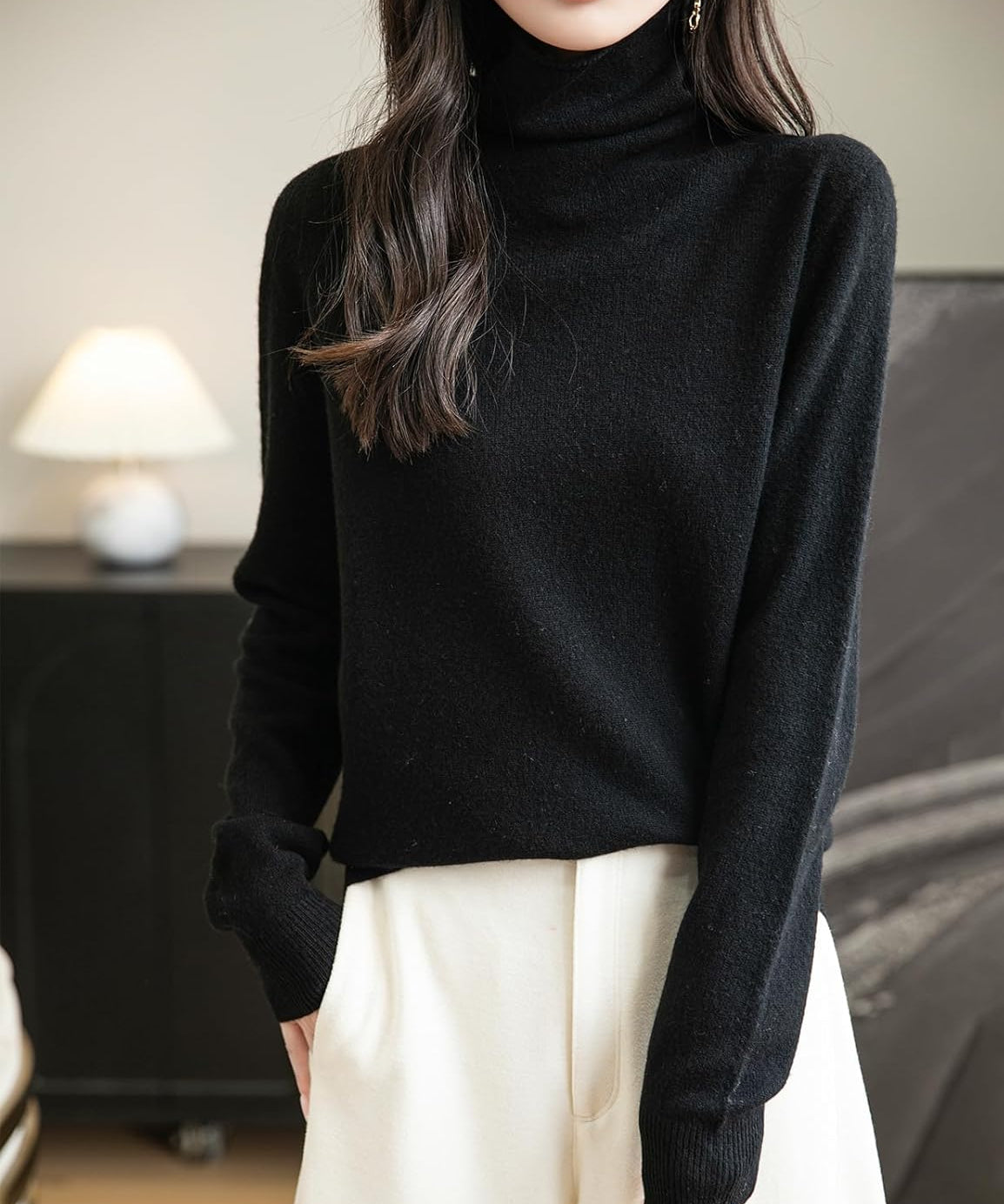 Chanyarn Women's 100% Merino Wool Seamless Sweater Turtleneck First-Line Ready to Wear Long Sleeve Knitted Pullover Tops