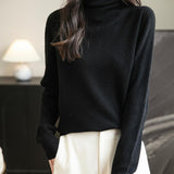Chanyarn Women's100％メリノウールシームレスセータータートルネックファーストライン長いスリーブニットプルオーバートップを着用する準備ができています