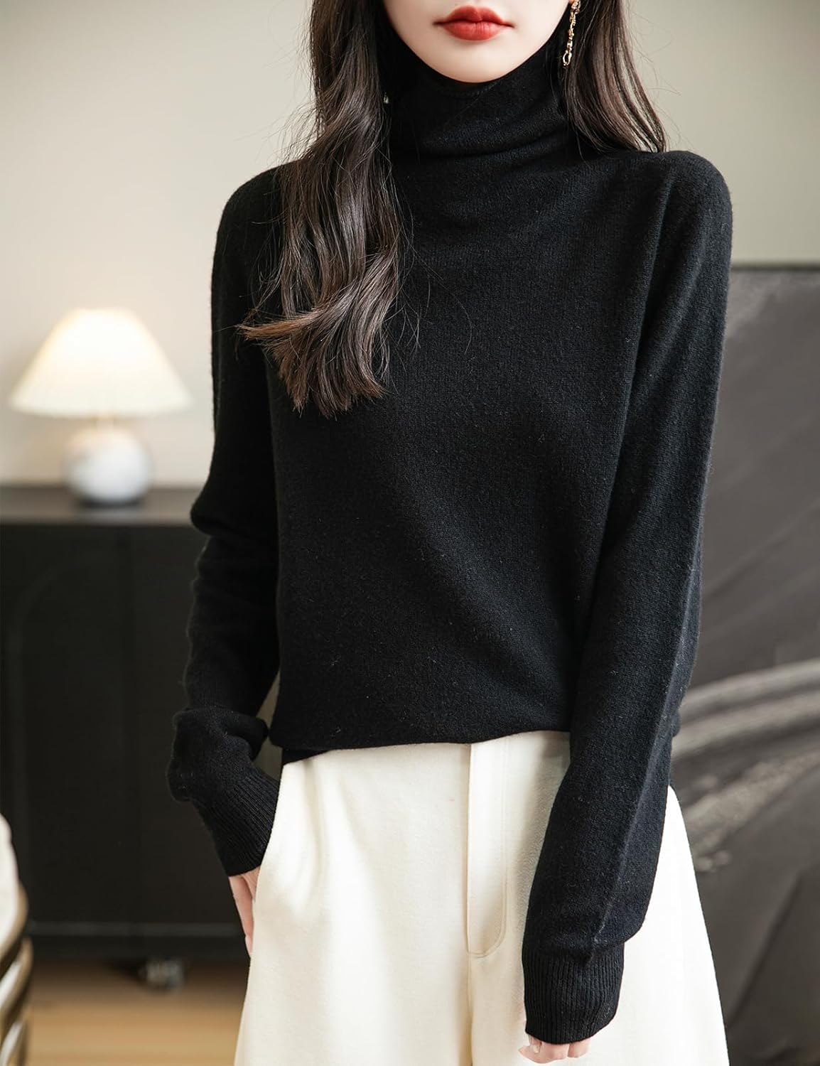 Chanyarn Women's 100% Merino Wool Seamless Sweater Turtleneck First-Line Ready to Wear Long Sleeve Knitted Pullover Tops