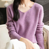 Chanyarn Women's 100% Merino Wool V Neck Sweater 2025 First-Line Ready to Wear Casual Long Sleeve Seamless Knit Sweater