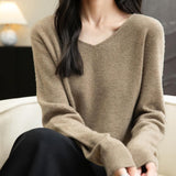 Chanyarn Women's 100% Merino Wool V Neck Sweater 2025 First-Line Ready to Wear Casual Long Sleeve Seamless Knit Sweater