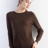 Women's Merino Wool Sweater 2025 Fall Winter Crew Neck Long Sleeve First-Line Ready to Wear Seamless Knit Sweater