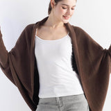 Women's Merino Wool Oversized Cardigan 2025 Fall Winter Open Front Batwing Sleeve Rib Knit Slouchy Cardigan Sweater