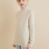 Girls 100% Merino Wool Sweater 2025 Fall Winter Kids Solid Mock Neck Warm Soft Long Sleeve Knit Pullover Jumper