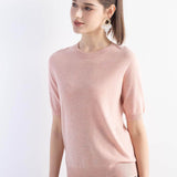 Women's Merino Wool Sweater 2025 Fall Winter Crew Neck Short Sleeve First-Line Ready to Wear Seamless Knit Sweater