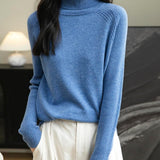 Chanyarn Women's Turtleneck 100% Merino Wool Sweater 2025 Fall Winter Classic Warm Soft Raglan Long Sleeve Knit Sweater