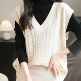 Chanyarn Women's 100% Merino Wool Sweater Vest 2025 Fall Winter Classic V Neck Cable Sleeveless Knit Sweater Tank Tops