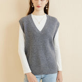 Women's 100% Merino Wool Sweater Vest 2025 Spring Classic V Neck Casual Sleeveless Knit Sweater Vest