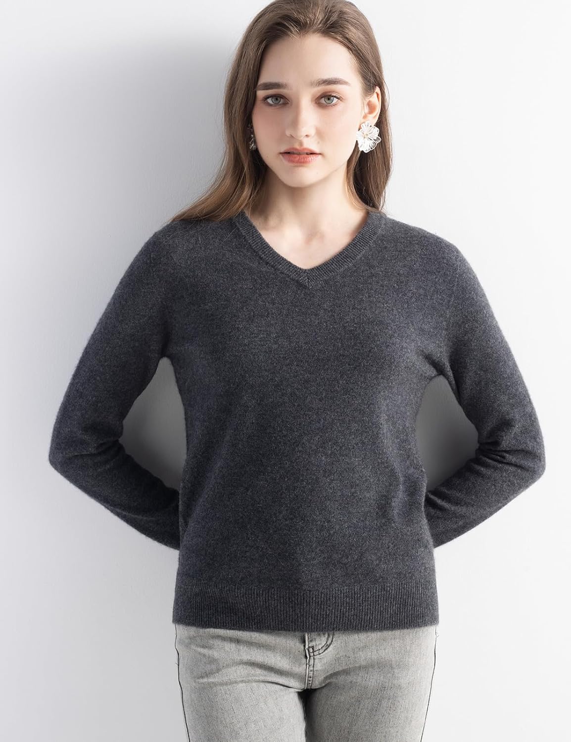 Chanyarn 100% Pure Cashmere Women's Sweater V-Neck Long Sleeve 2025 Fall Winter Warm Soft Knit Pullover