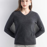 Women's 100% Pure Cashmere Women's Sweater V-Neck Long Sleeve 2025 Fall Winter Warm Soft Knit Pullover