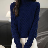 Chanyarn Women's 100% Merino Wool Turtleneck Sweater 2025 Fall Winter Vintage Cable Warm Soft Long Sleeve Knit Sweater