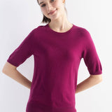 Women's Merino Wool Sweater 2025 Fall Winter Crew Neck Short Sleeve First-Line Ready to Wear Seamless Knit Sweater