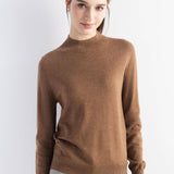 Women's Merino Wool Sweater 2025 Fall Winter Mock Neck Long Sleeve First-Line Ready to Wear Seamless Knit Sweater