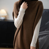 Women's Merino Wool Oversized Sweater Vest 2025 Fall Winter Casual Loose Turtleneck Sleeveless Knit Pullover Sweater