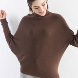Women's Merino Wool Oversized Sweater 2025 Fall Winter Turtleneck Batwing Sleeve Loose Fit Knit Pullover Sweater