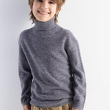 Boys 100% Merino Wool Sweater Fall Winter First-Line Ready to Wear Turtleneck Long Sleeve Seamless Knit Sweater