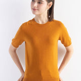 Women's Merino Wool Sweater 2025 Fall Winter Crew Neck Short Sleeve First-Line Ready to Wear Seamless Knit Sweater