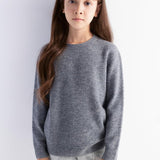 Girls 100% Merino Wool Sweater Fall Winter First-Line Ready to Wear Crewneck Long Sleeve Seamless Knit Sweater