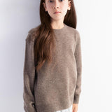 Girls 100% Merino Wool Sweater Fall Winter First-Line Ready to Wear Crewneck Long Sleeve Seamless Knit Sweater