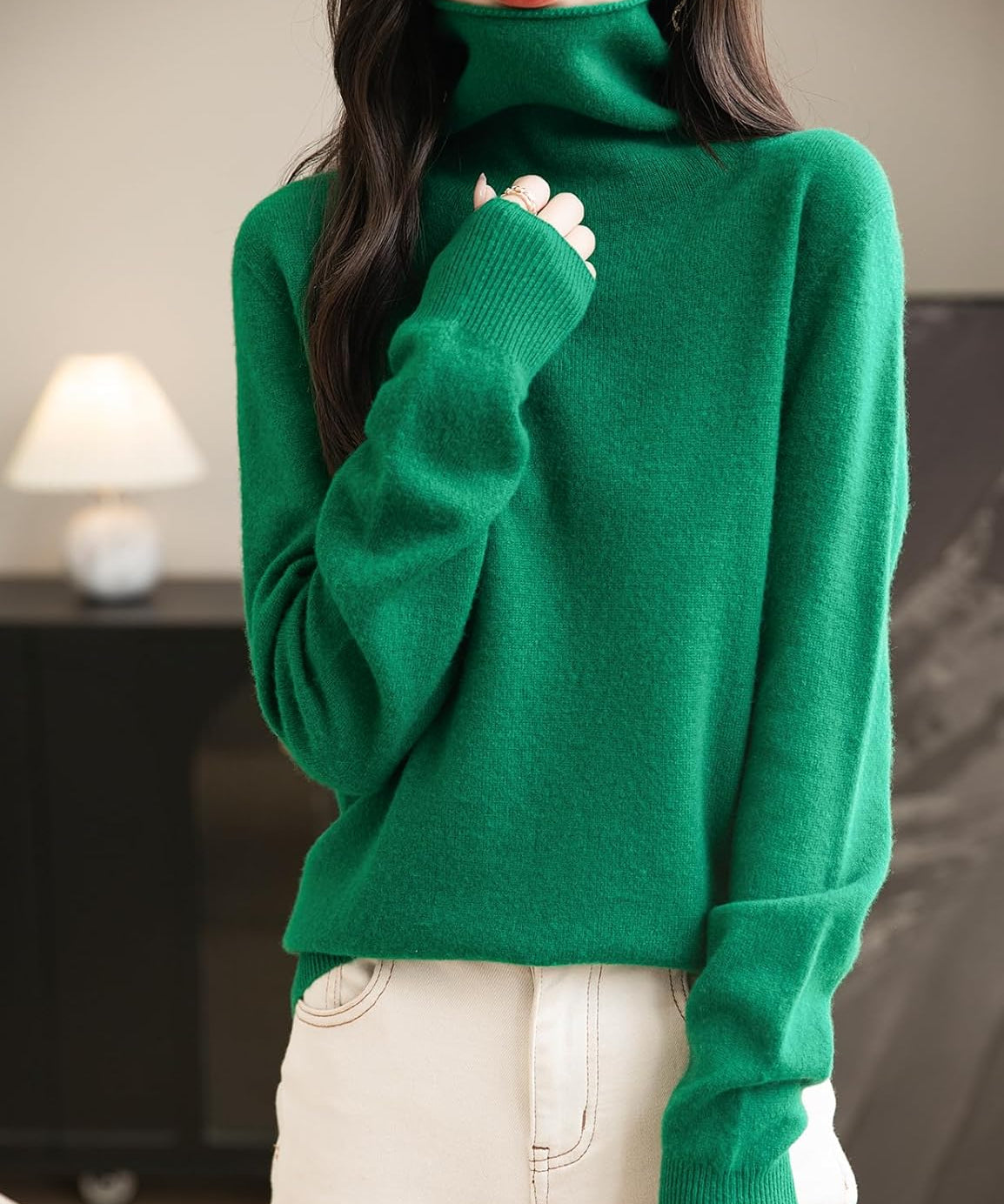 Chanyarn Women's 100% Merino Wool Seamless Sweater Turtleneck First-Line Ready to Wear Long Sleeve Knitted Pullover Tops