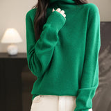 Chanyarn Women's100％メリノウールシームレスセータータートルネックファーストライン長いスリーブニットプルオーバートップを着用する準備ができています