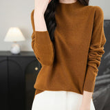 Chanyarn Women's 100% Merino Wool Seamless Sweater Mock Neck First-Line Ready to Wear Long Sleeve Knitted Pullover Tops